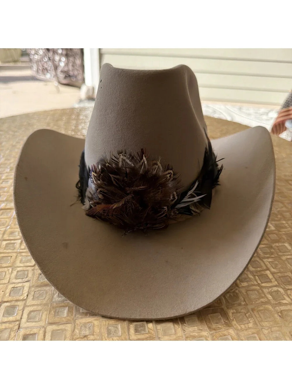 John B. Stetson Mens Tan Wide Brim Western Cowboy Hat Size 7 1/4